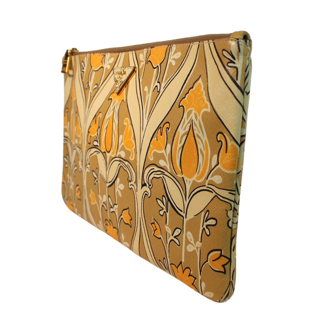 Clutch Maxi Prada flower amarelo