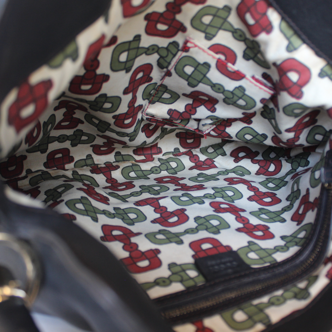 Bolsa gucci Preta bambu com Franjas