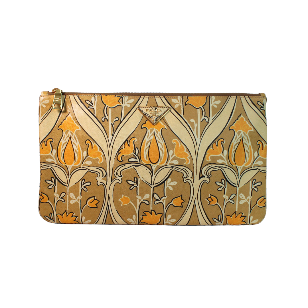Clutch Maxi Prada flower amarelo