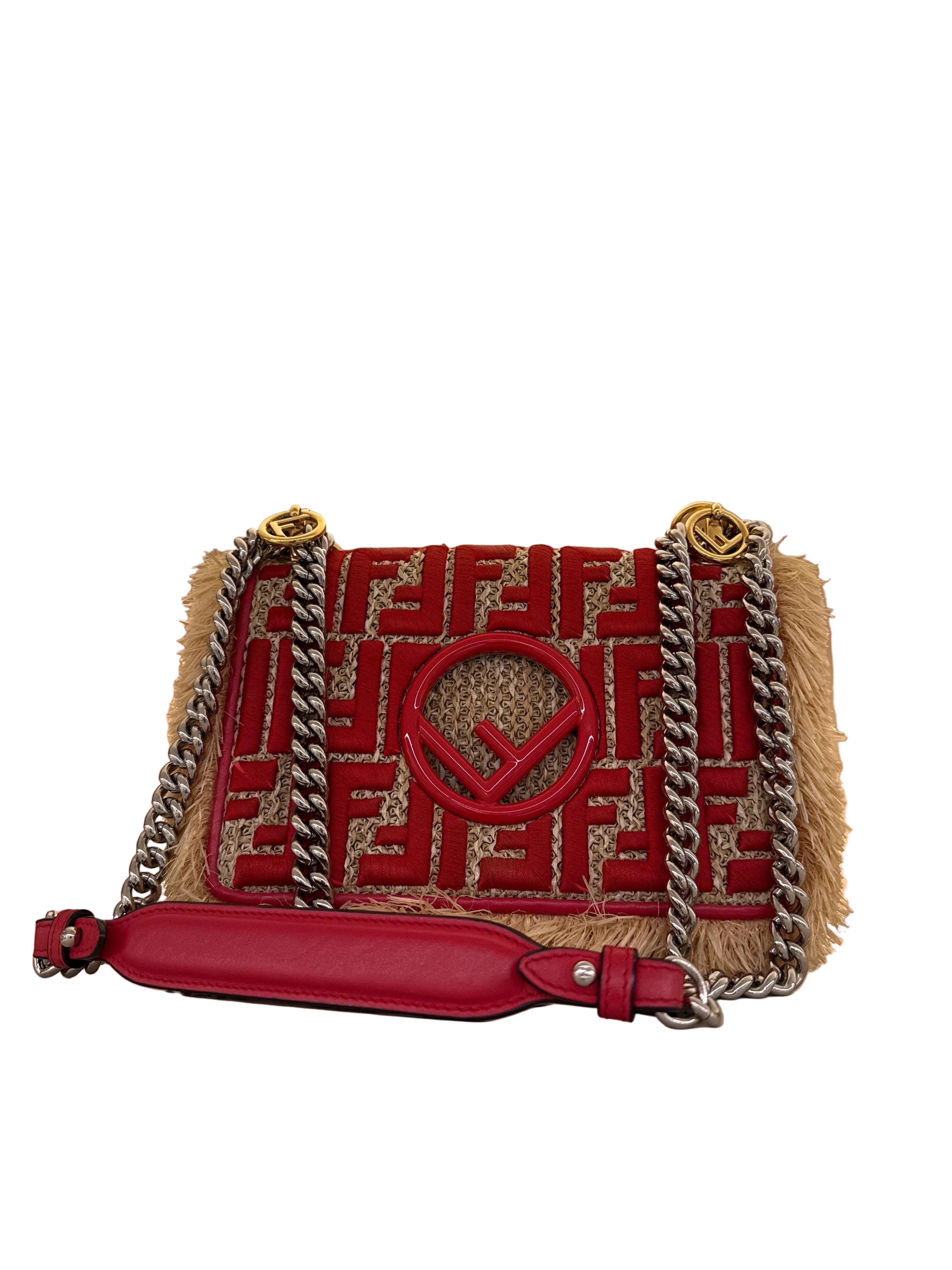 Fendi monograma Red Rafia