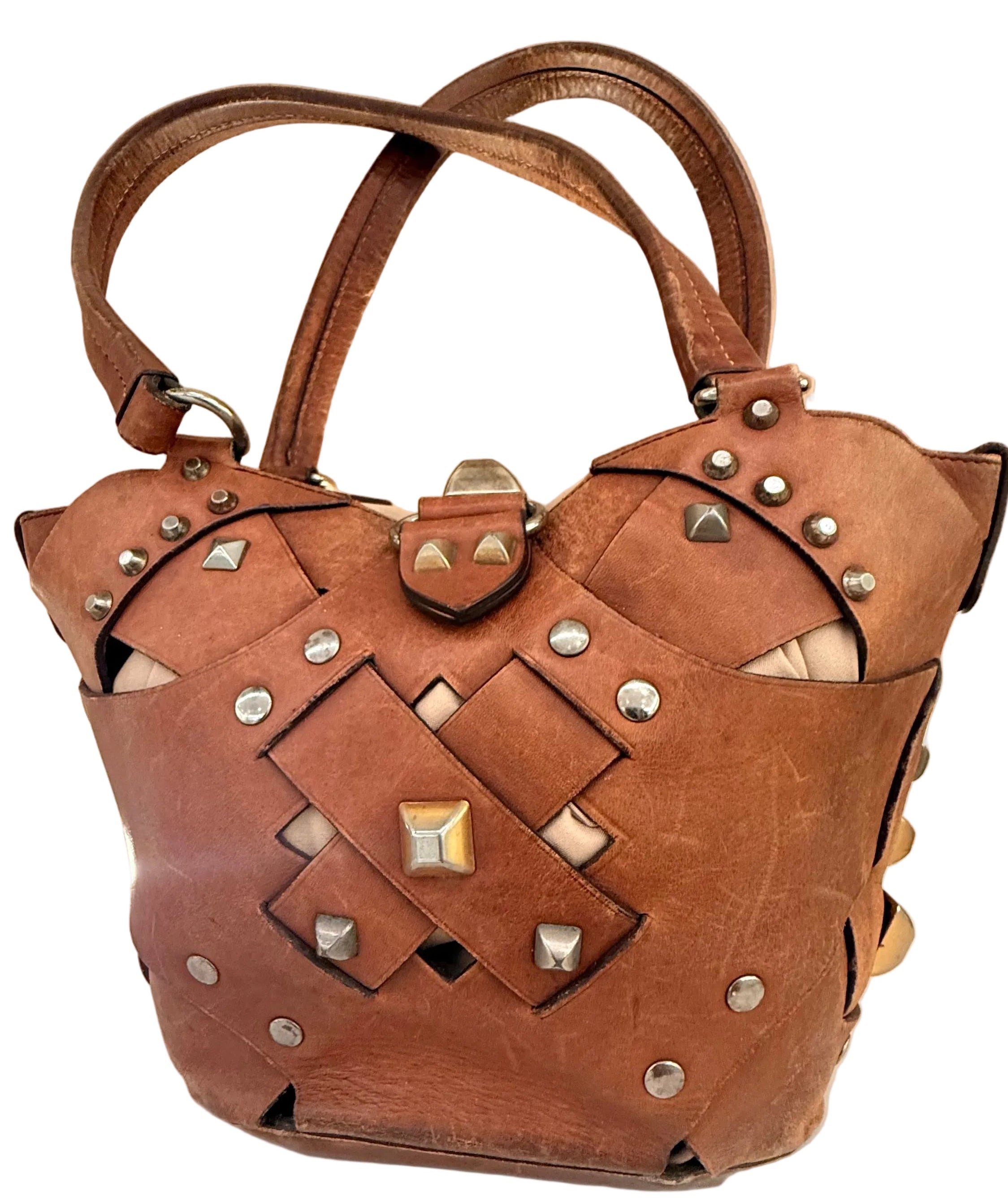 Prada Brown Leather Lattice