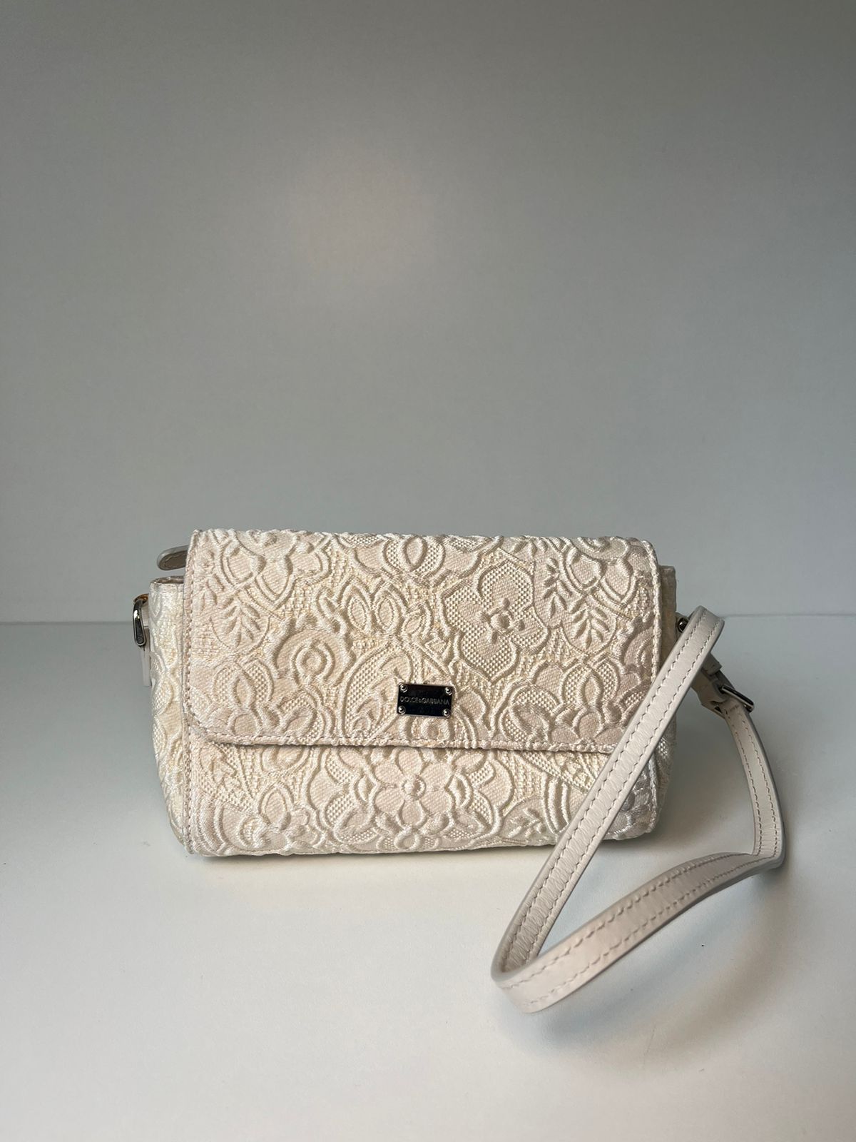 Bolsa Dolce & Gabbana Off White tecido mini Sicily