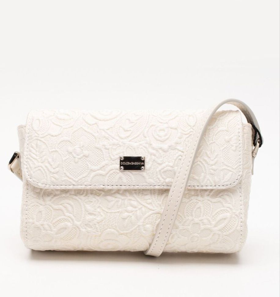 Bolsa Dolce & Gabbana Off White tecido mini Sicily