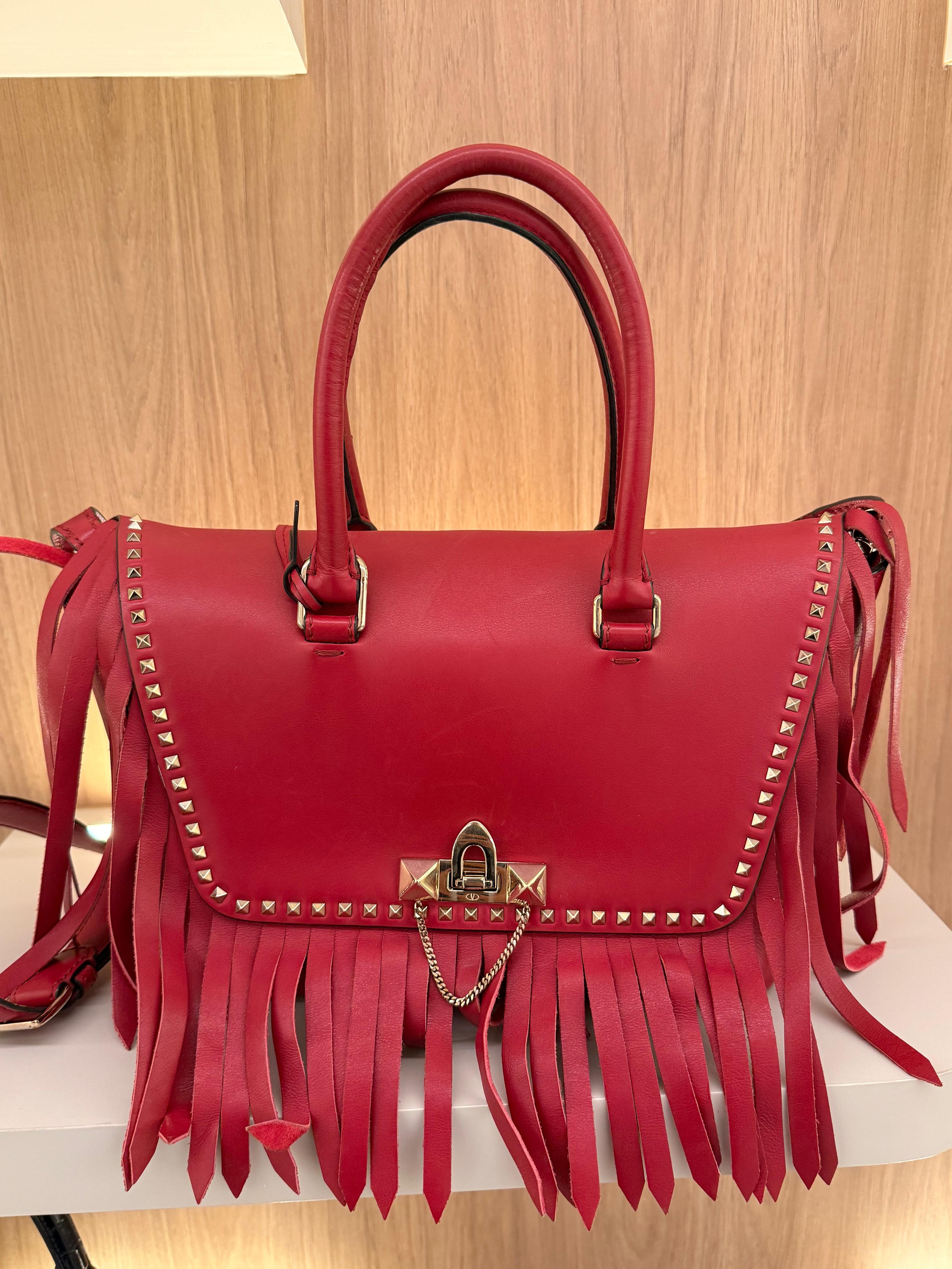 Bolsa Valentino Vermelha com franjas