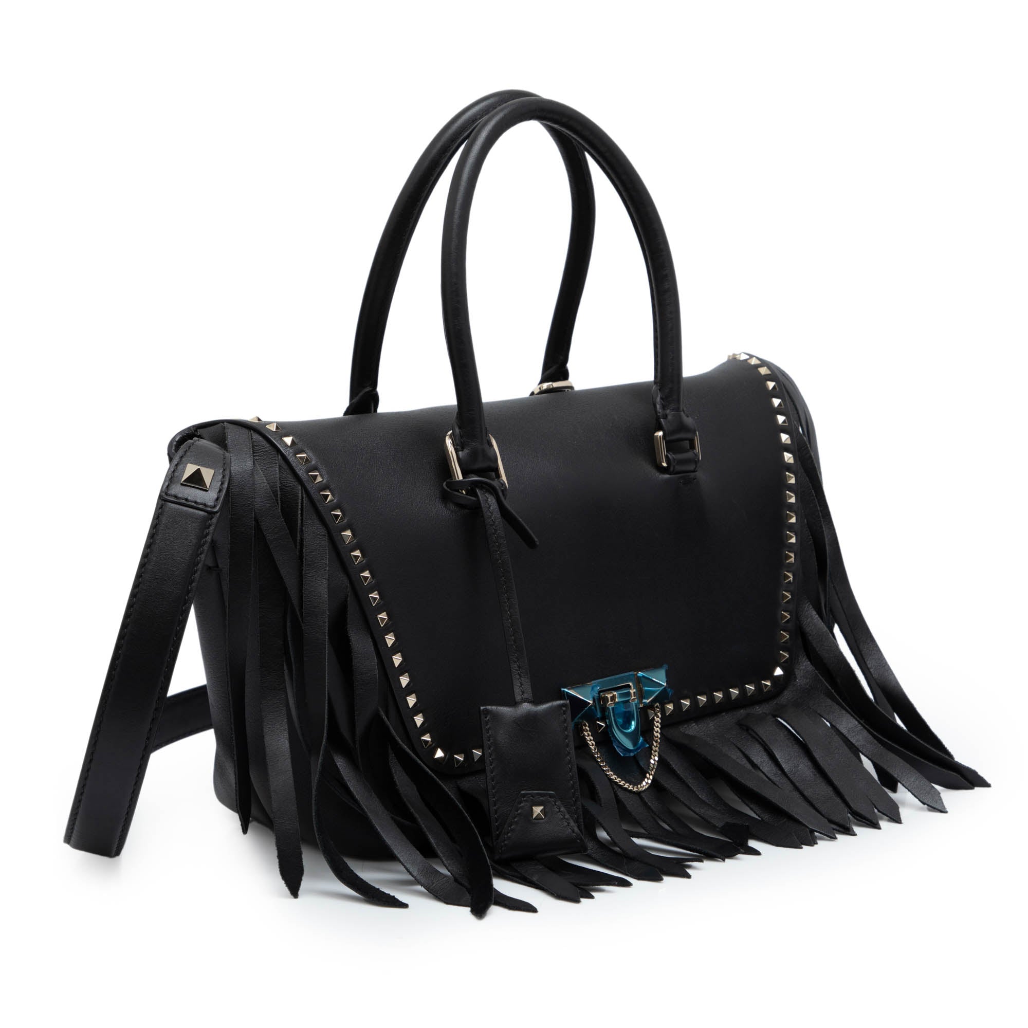 Bolsa Valentino Garavani Preta com Franjas