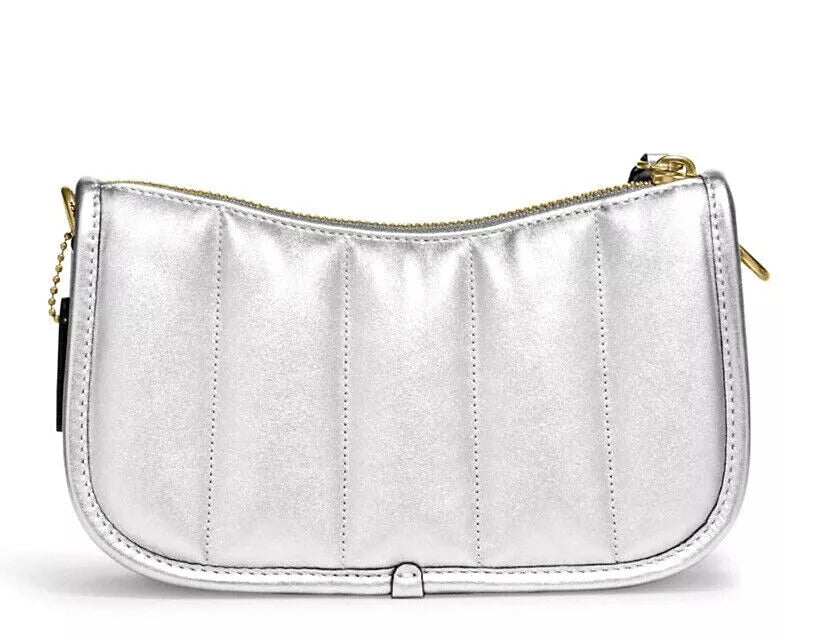 Bolsa Coach Swinger 20 embreagem de couro metálico - Prata