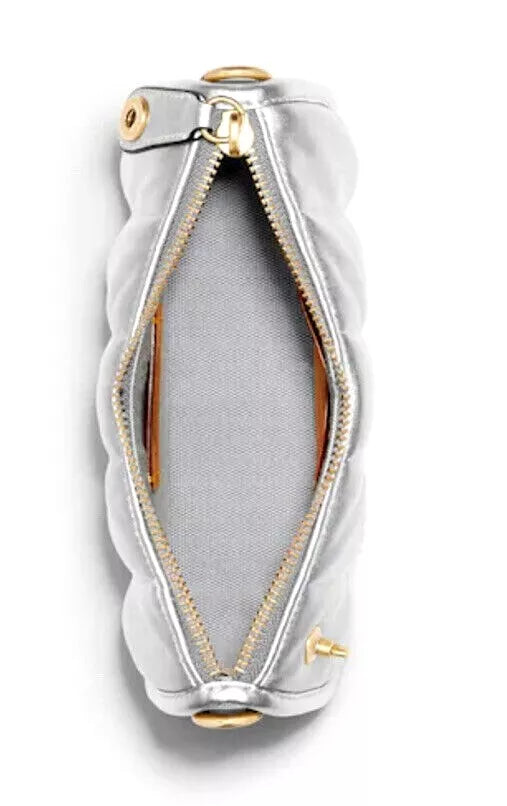 Bolsa Coach Swinger 20 embreagem de couro metálico - Prata