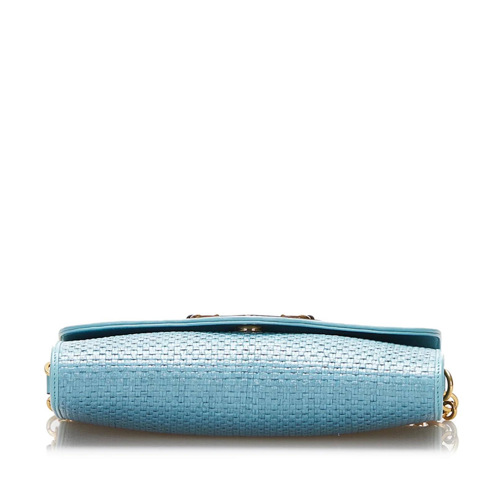 Blue Gucci Horsebit 1955 Raffia