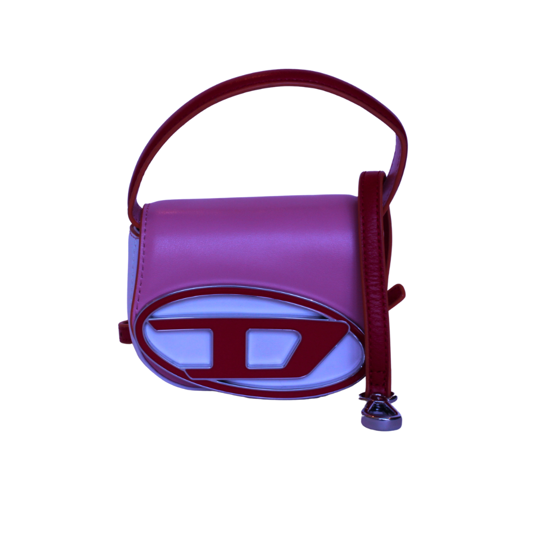 Bolsa Diesel 1DR XS Cross Bodybag pink com vermelho