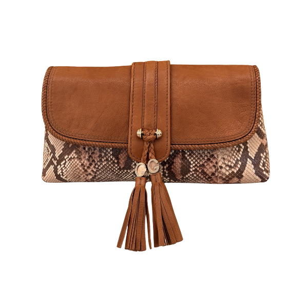 Gucci Clutch  Marrakech em couro marrom e pele de píton