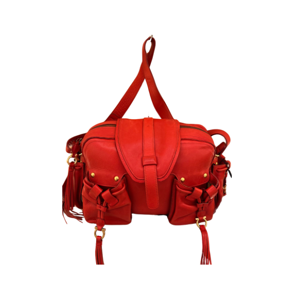 Bolsa Tote Salvatore Ferragamo Gancini Fringe Couro Vermelha