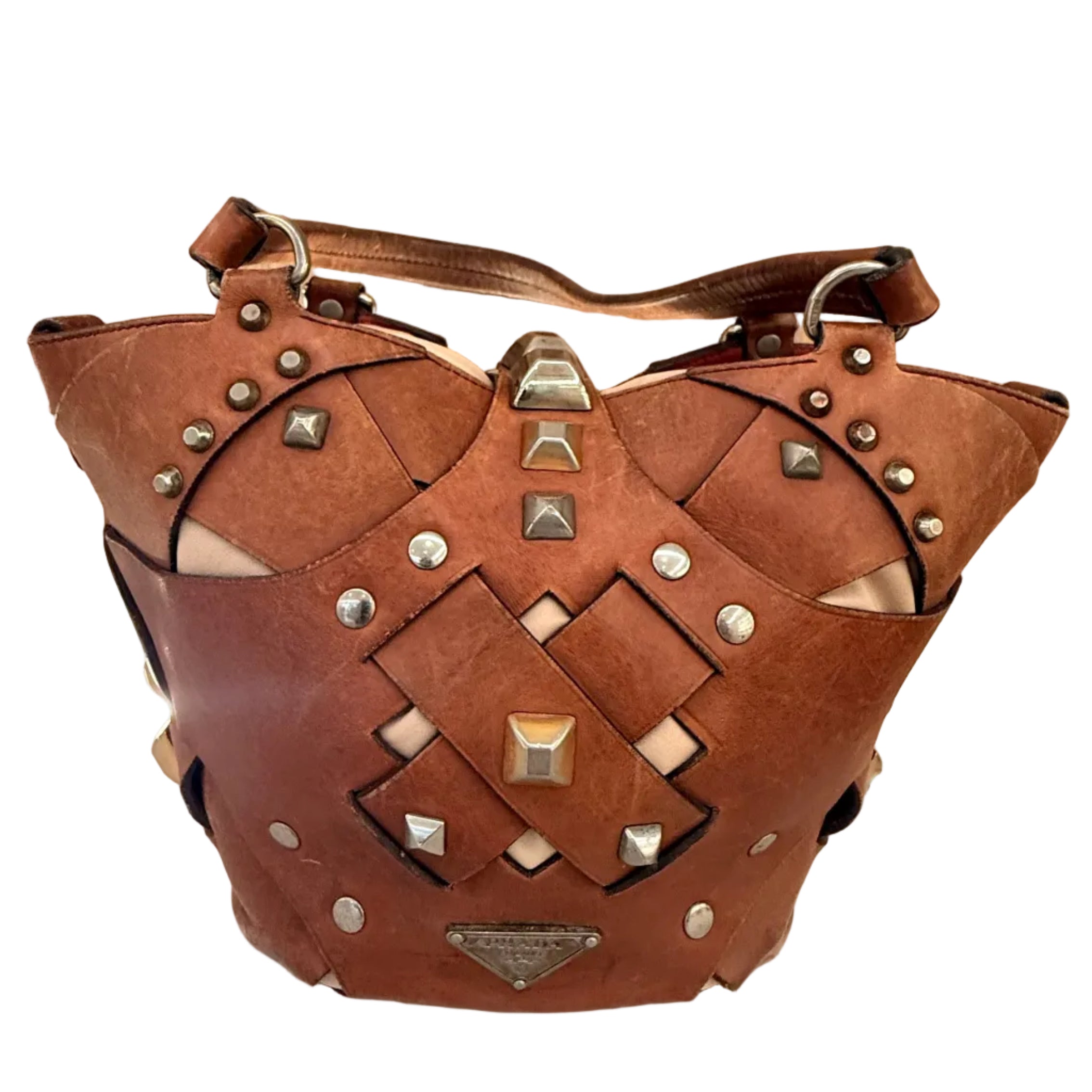 Prada Brown Leather Lattice