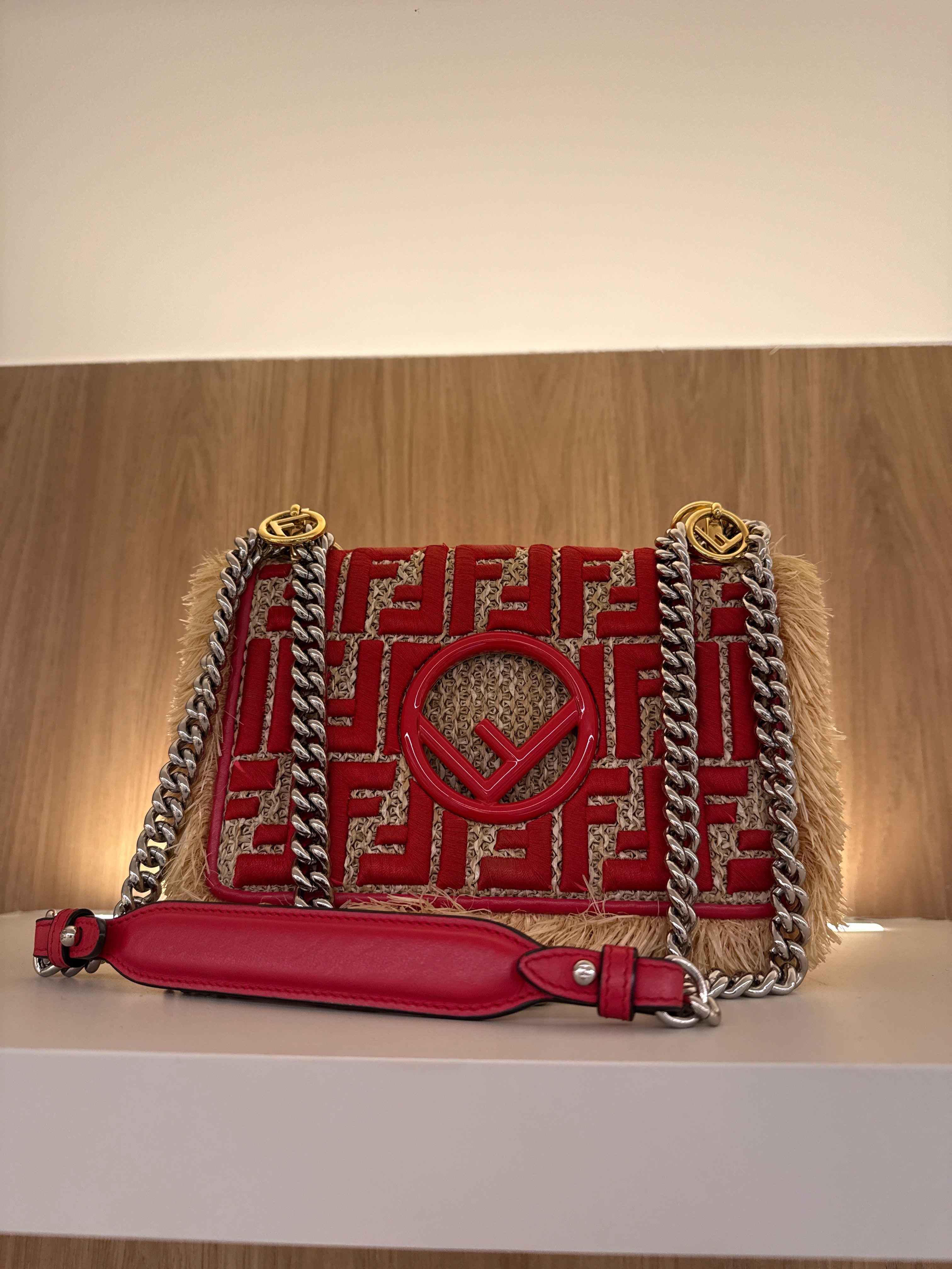 Fendi monograma Red Rafia