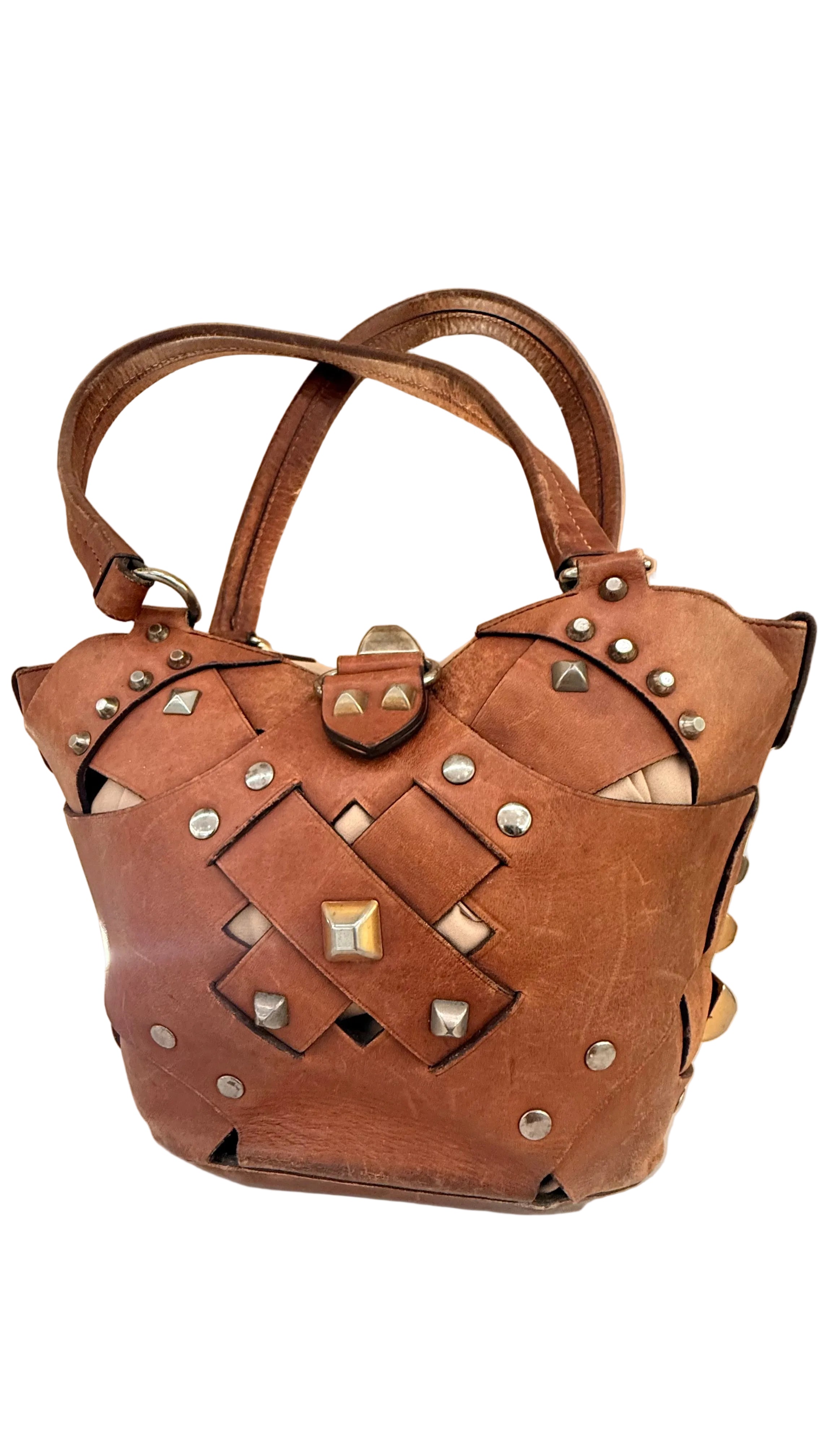 Prada Brown Leather Lattice