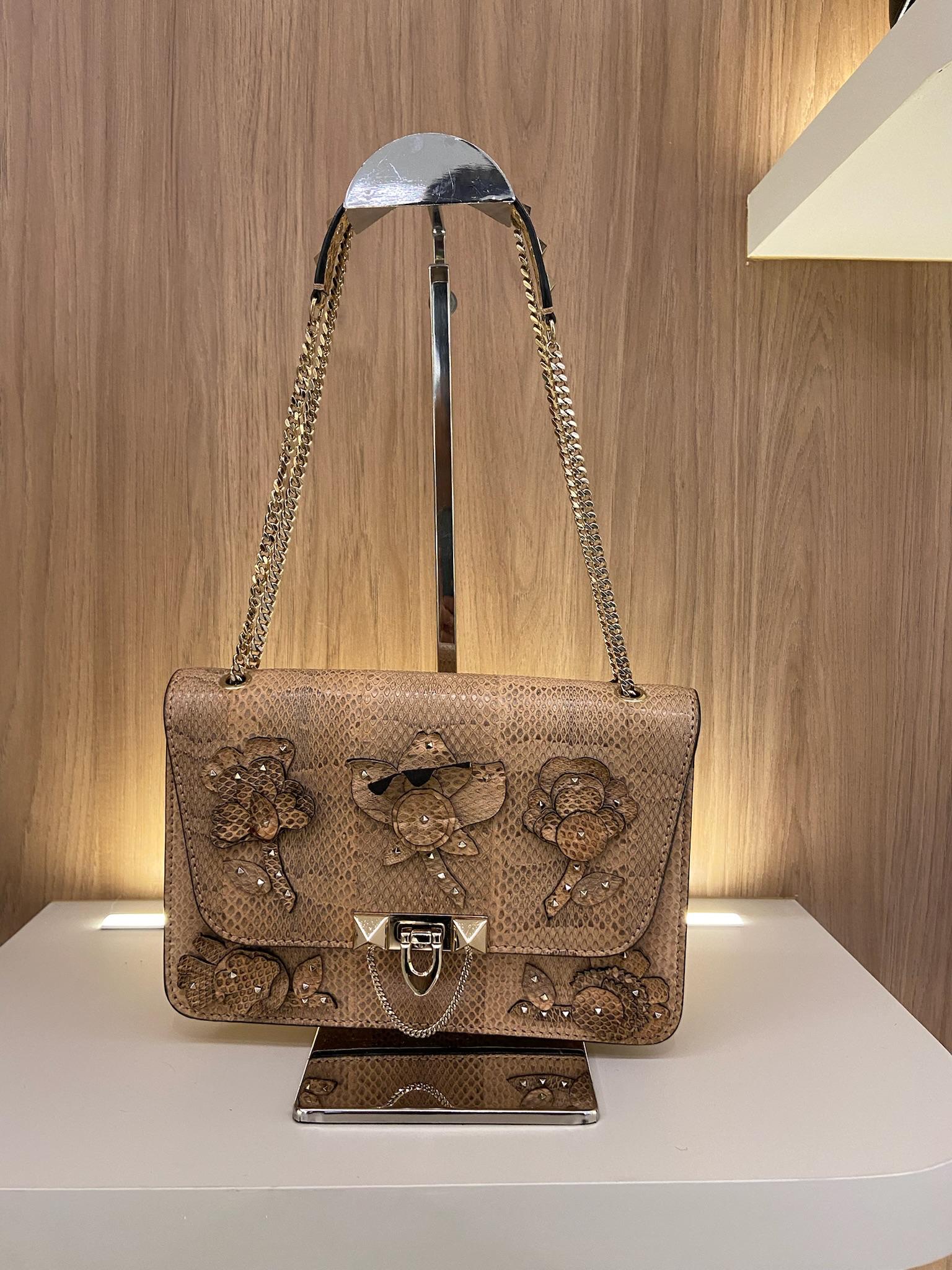 Bolsa Valentino Garavani Piton Bege